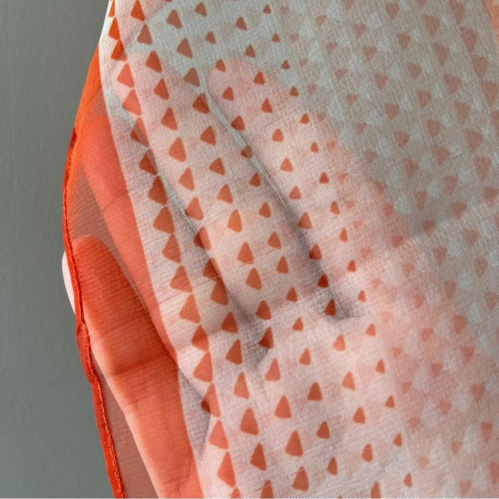 Sheer Orange and White Polka Dot Square Scarf Lightweight